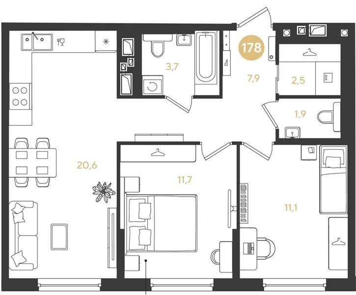 Фото №1: 2-комнатная квартира 59 м² - Краснодар, квартал Самолёт, жилой комплекс Самолёт-7, мкр. Прикубанский внутригородской округ