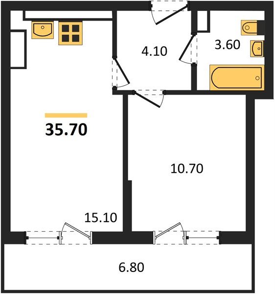 Фото №1: 1-комнатная квартира 35 м² - Краснодар, мкр. Прикубанский внутригородской округ
