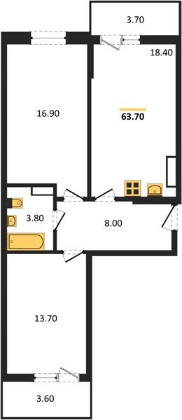 Фото №1: 2-комнатная квартира 63 м² - Краснодар, мкр. Прикубанский внутригородской округ