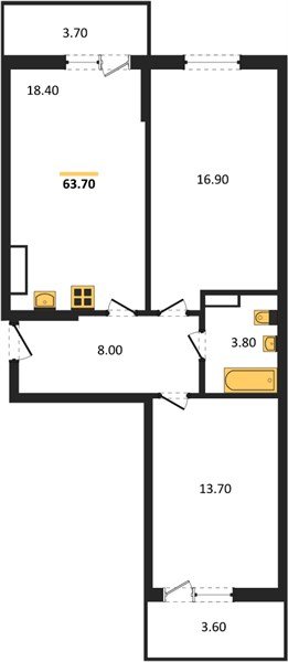 Фото №1: 2-комнатная квартира 63 м² - Краснодар, мкр. Прикубанский внутригородской округ