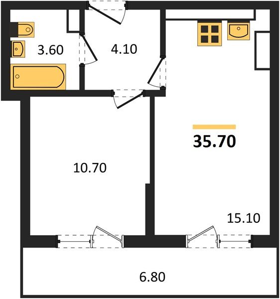 Фото №1: 1-комнатная квартира 35 м² - Краснодар, мкр. Прикубанский внутригородской округ