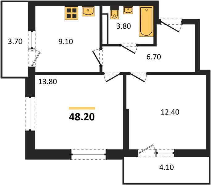 Фото №1: 2-комнатная квартира 48 м² - Краснодар, мкр. Прикубанский внутригородской округ
