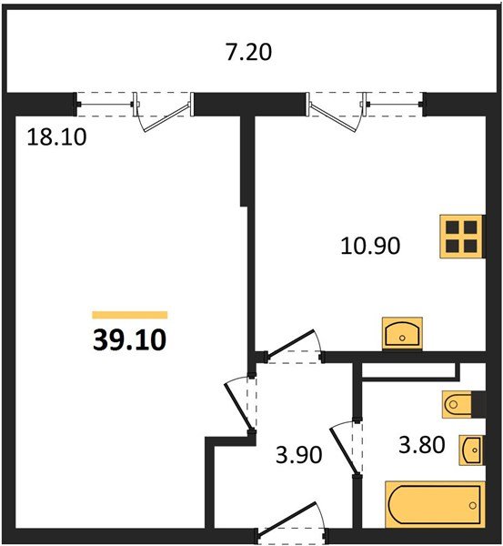 Фото №1: 1-комнатная квартира 39 м² - Краснодар, мкр. Прикубанский внутригородской округ