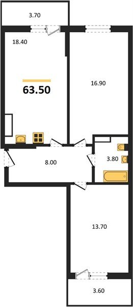 Фото №1: 2-комнатная квартира 63 м² - Краснодар, мкр. Прикубанский внутригородской округ