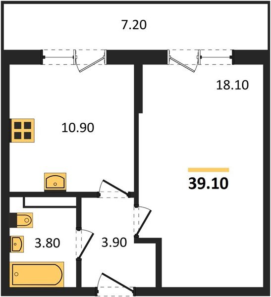 Фото №1: 1-комнатная квартира 39 м² - Краснодар, Прикубанский внутригородской округ