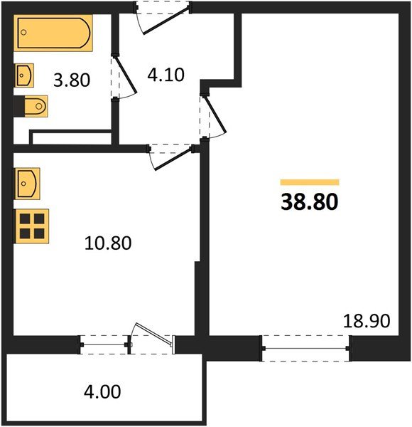 Фото №1: 1-комнатная квартира 38 м² - Краснодар, Прикубанский внутригородской округ