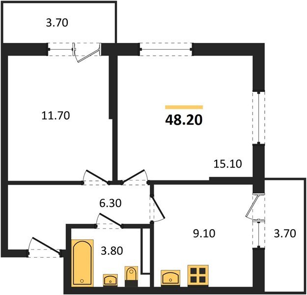 Фото №1: 2-комнатная квартира 48 м² - Краснодар, Прикубанский внутригородской округ
