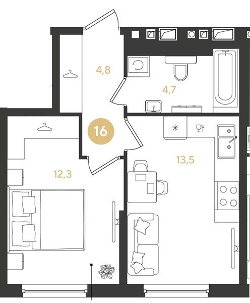 Фото №1: 1-комнатная квартира 35 м² - Краснодар, Прикубанский внутригородской округ, квартал Самолёт, мкр. жилой комплекс Самолёт-7