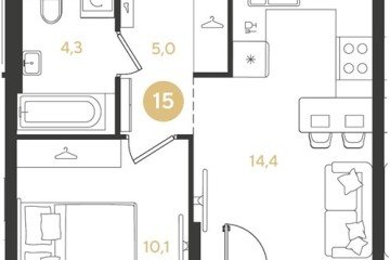 Фото №1: 1-комнатная квартира 37 м² - Краснодар, мкр. жилой комплекс Самолёт-7, 
