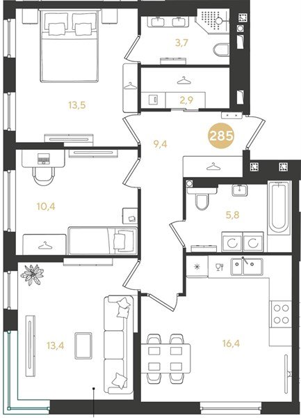 Фото №1: 3-комнатная квартира 75 м² - Краснодар, Прикубанский внутригородской округ, квартал Самолёт, мкр. жилой комплекс Самолёт-7