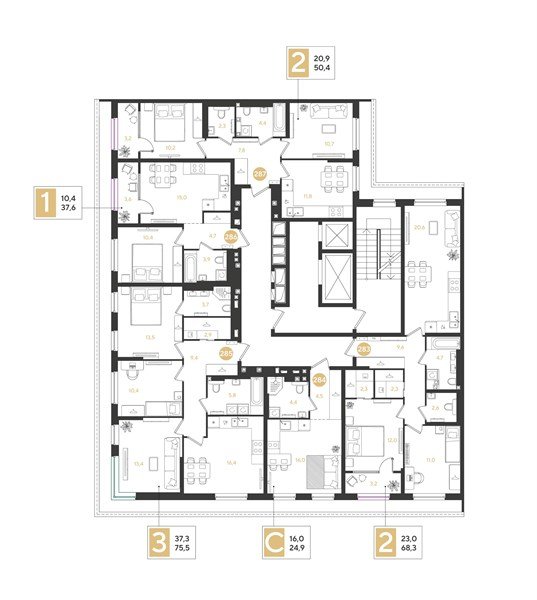 Фото №8: 3-комнатная квартира 75 м² - Краснодар, Прикубанский внутригородской округ, квартал Самолёт, мкр. жилой комплекс Самолёт-7