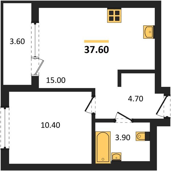 Фото №1: 1-комнатная квартира 37 м² - Краснодар, Прикубанский внутригородской округ, квартал Самолёт, мкр. жилой комплекс Самолёт-7
