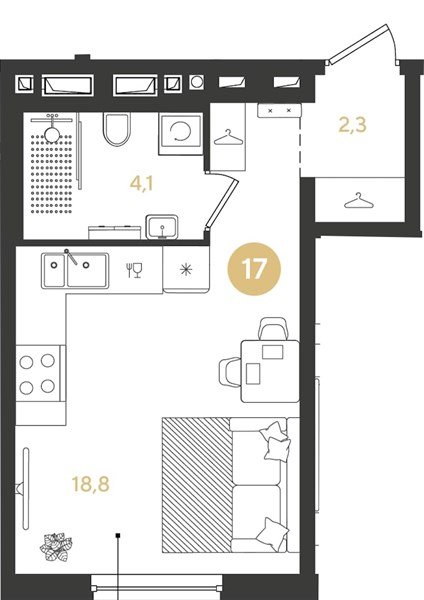Фото №1: Студия 25 м² - Краснодар, Прикубанский внутригородской округ, квартал Самолёт, мкр. жилой комплекс Самолёт-7