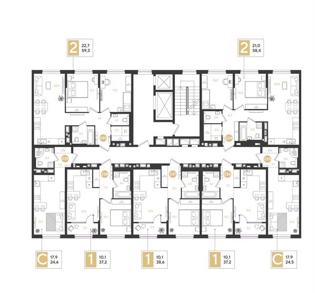 Фото №8: 2-комнатная квартира 58 м² - Краснодар, Прикубанский внутригородской округ, квартал Самолёт, мкр. жилой комплекс Самолёт-7