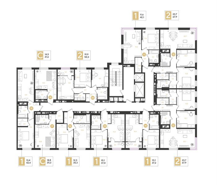 Фото №8: 1-комнатная квартира 42 м² - Краснодар, Прикубанский внутригородской округ, квартал Самолёт, мкр. жилой комплекс Самолёт-7