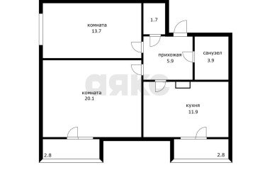 Фото №2: 2-комнатная квартира 58 м² - Адыгейск, пр-кт Ленина, 31