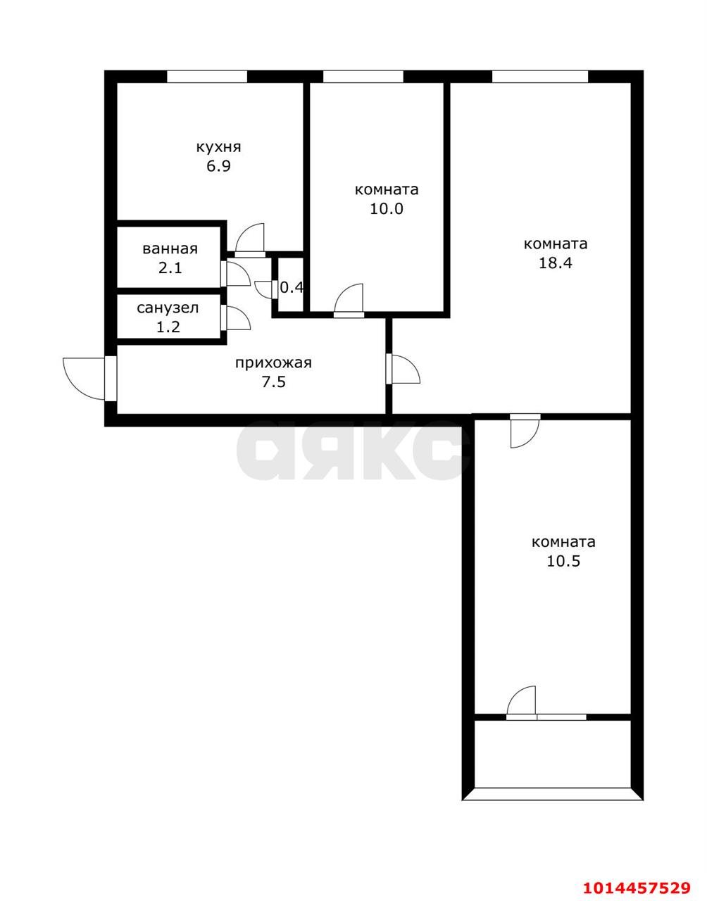 Фото №11: 3-комнатная квартира 60 м² - Краснодар, Фестивальный, ул. имени Тургенева, 149