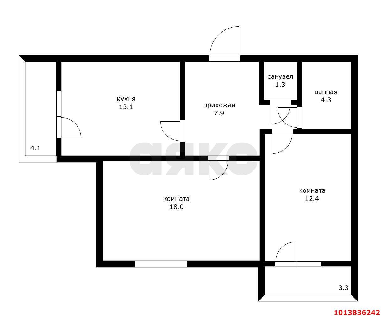 Фото №11: 2-комнатная квартира 57 м² - Краснодар, жилой комплекс Бауинвест, ул. Героев-Разведчиков, 11/3