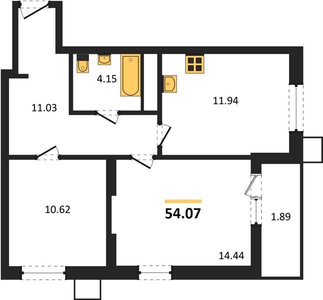 Фото №1: 2-комнатная квартира 54 м² - Знаменский, Родные Просторы, 