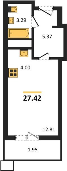 Фото №1: Студия 27 м² - Знаменский, Родные Просторы, 