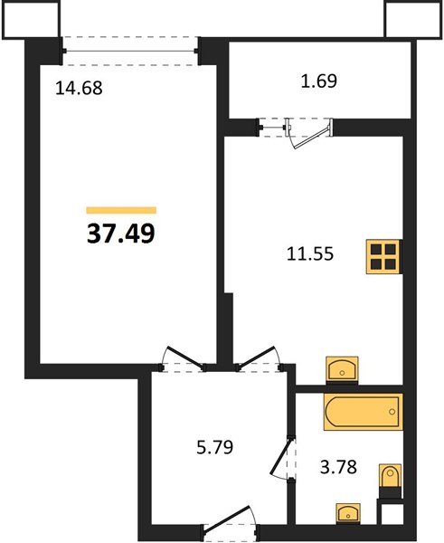 Фото №1: 1-комнатная квартира 37 м² - Знаменский, Родные Просторы, 