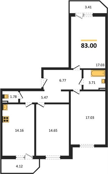 Фото №1: 3-комнатная квартира 83 м² - Краснодар, жилой комплекс Квартал № 6, ул. Генерал-лейтенанта Александра Сапрунова, 37