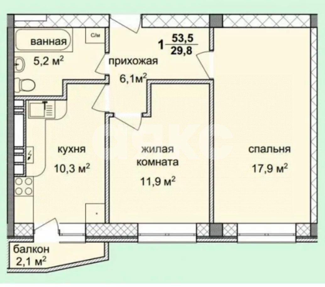 Фото №23: 2-комнатная квартира 53 м² - Анапа, жилой комплекс Спектр, ул. Ленина, 180к2