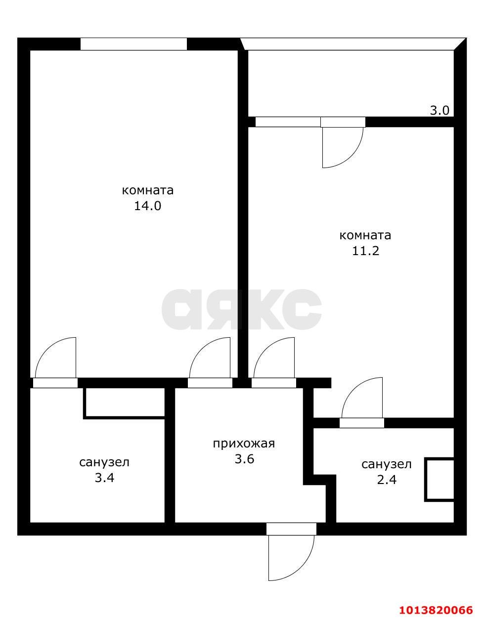 Фото №11: 1-комнатная квартира 35 м² - Краснодар, жилой комплекс Самолёт, ул. Западный Обход, 39/2к6