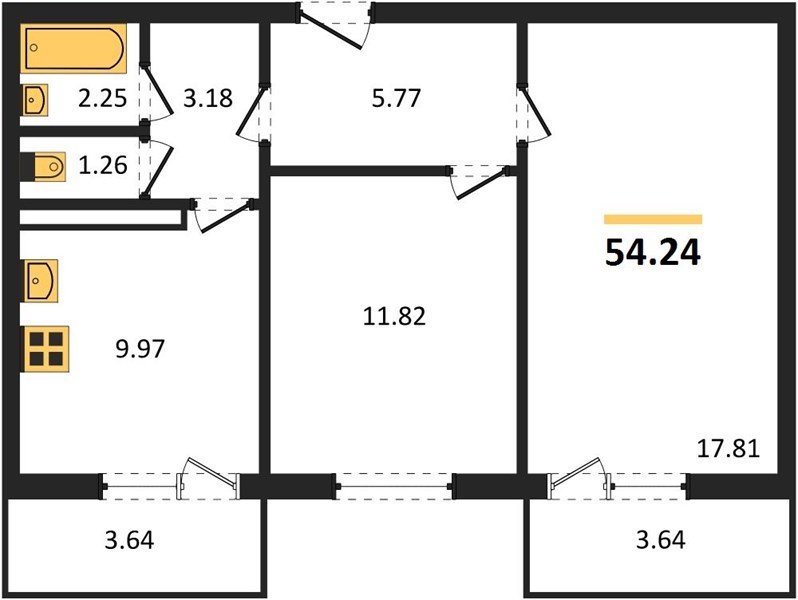 Фото №1: 2-комнатная квартира 54 м² - Тихорецк, квартал Новый Городок, 