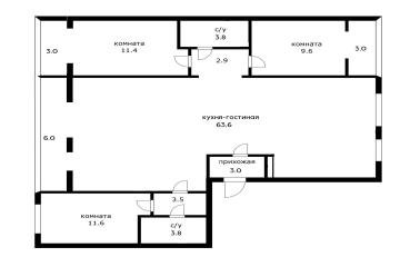 Фото №2: 3-комнатная квартира 113 м² - Краснодар, мкр. Гидростроителей, ул. имени Игнатова, 16