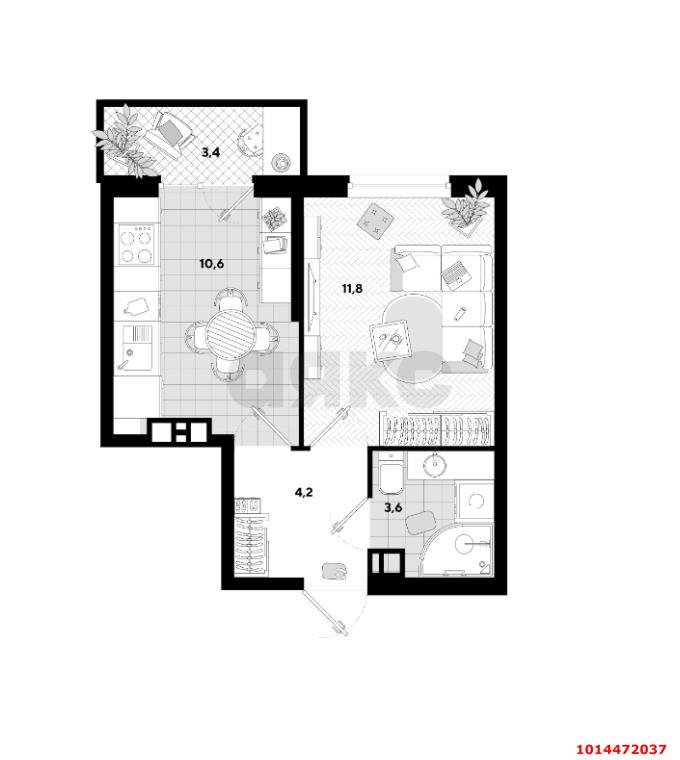 Фото №9: 1-комнатная квартира 33 м² - Краснодар, Парк Победы, ул. Героя Пешкова, 14к5
