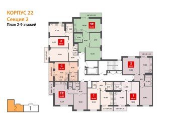Фото №5: 2-комнатная квартира 59 м² - Краснодар, мкр. жилой комплекс Нeo-квартал Красная Площадь, ул. им. Мурата Ахеджака, 12к9
