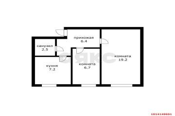 Фото №2: 2-комнатная квартира 42 м² - Яблоновский, ул. Гагарина, 39/2