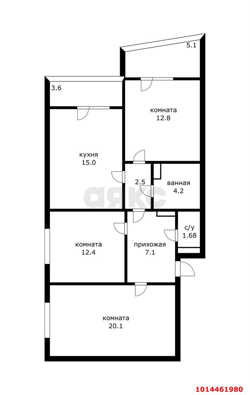 Фото №12: 3-комнатная квартира 82 м² - Краснодар, жилой комплекс Зелёный театр, ул. Западный Обход, 39/1к4