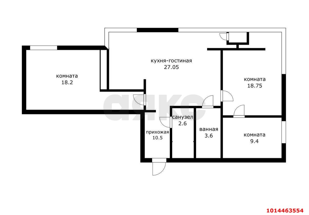 Фото №27: 3-комнатная квартира 93 м² - Краснодар, жилой комплекс На Садовой, ул. Садовая, 159