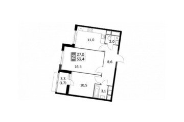 Фото №5: 2-комнатная квартира 53 м² - Развилка, мкр. жилой комплекс Римский, пр-д Римский, 15