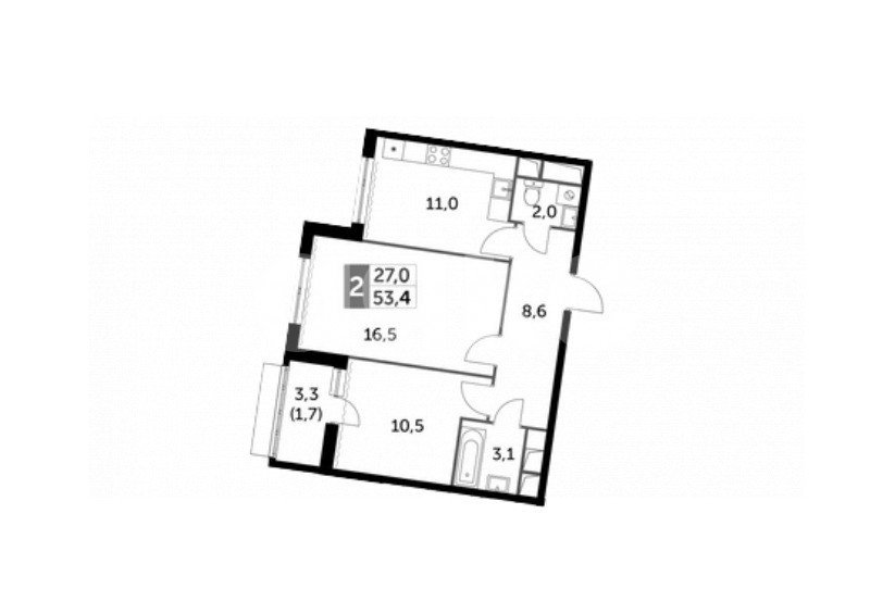 Фото №5: 2-комнатная квартира 53 м² - Развилка, жилой комплекс Римский, пр-д Римский, 15