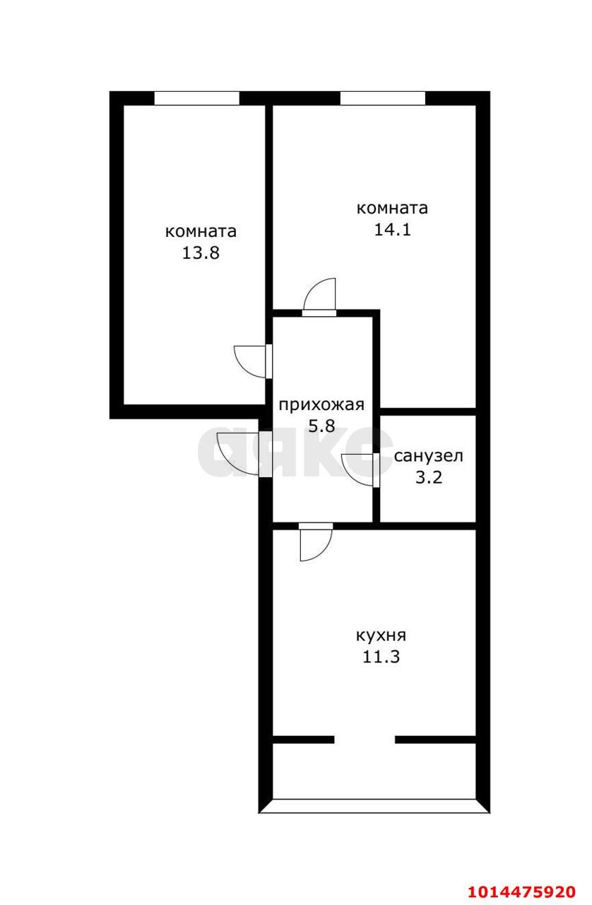 Фото №9: 2-комнатная квартира 50 м² - Российский, Прикубанский внутригородской округ, ул. имени В.М. Комарова, 50
