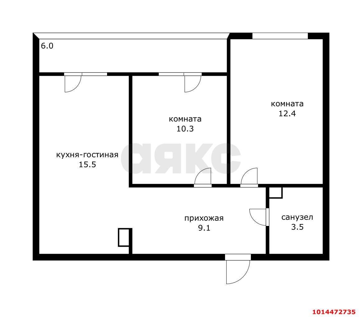 Фото №6: 2-комнатная квартира 57 м² - Краснодар, Прикубанский внутригородской округ, мкр. жилой комплекс Самолёт-4, ул. Ивана Беличенко, 89