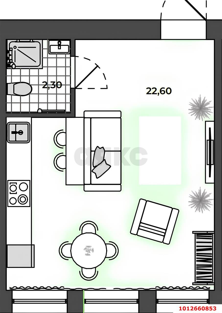 Фото №10: Студия 24 м² - Яблоновский, ул. Связи, 9