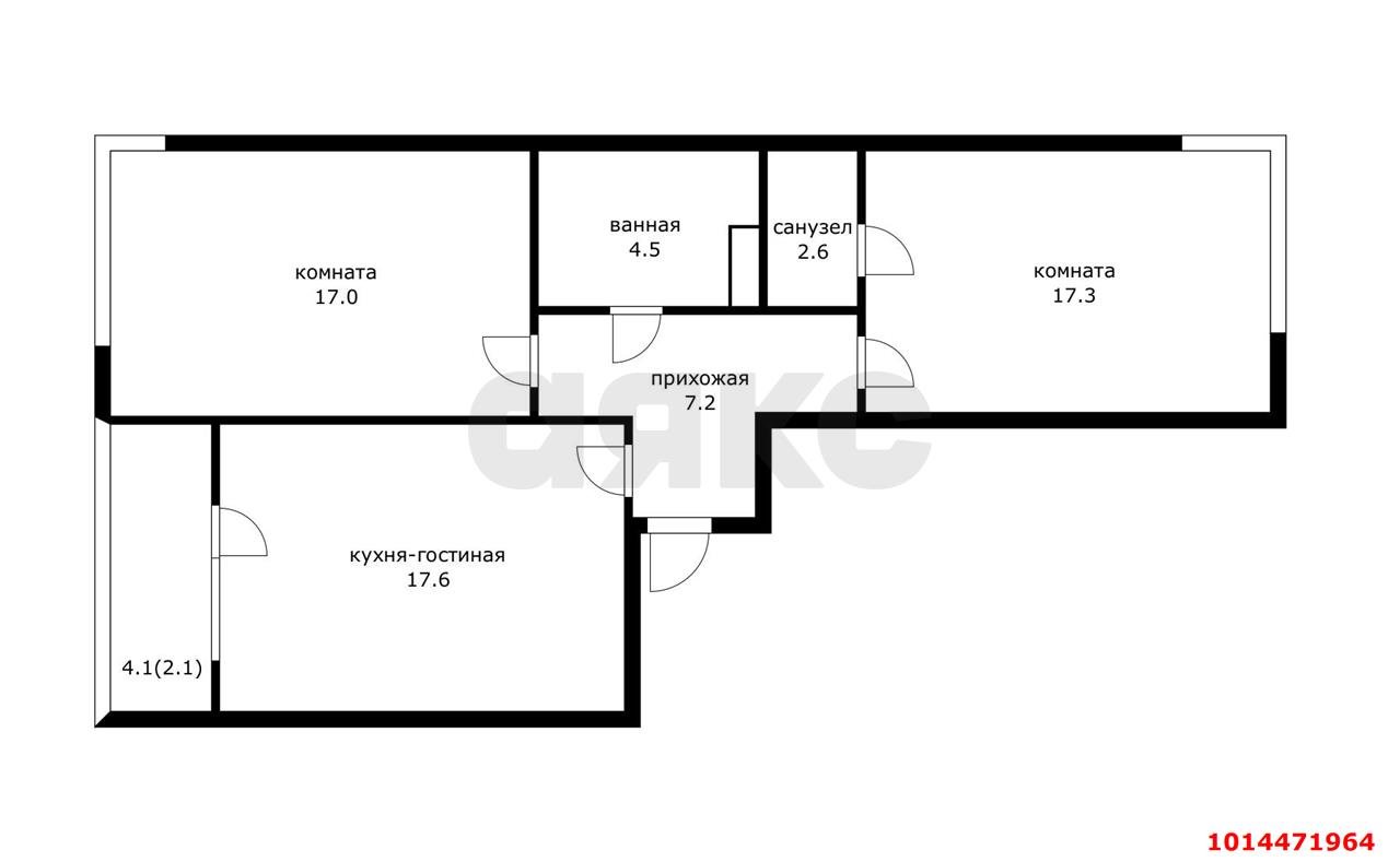 Фото №7: 2-комнатная квартира 69 м² - Краснодар, Центральный внутригородской округ, Табачная Фабрика, мкр. ЖК Все Свои Вип, ул. Колхозная, 5/2к1