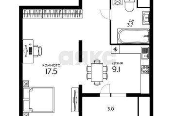 Фото №2: 1-комнатная квартира 38 м² - Краснодар, мкр. жилой комплекс Новелла, ул. Питерская, 40