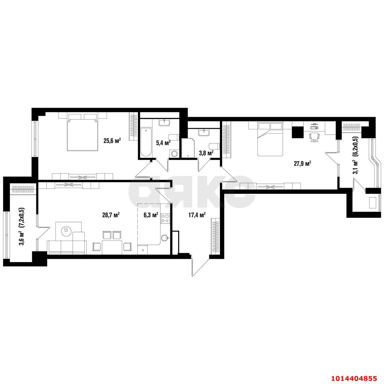 Фото №9: 3-комнатная квартира 122 м² - Краснодар, жилой комплекс Девелопмент Плаза, ул. имени 40-летия Победы, 33Г
