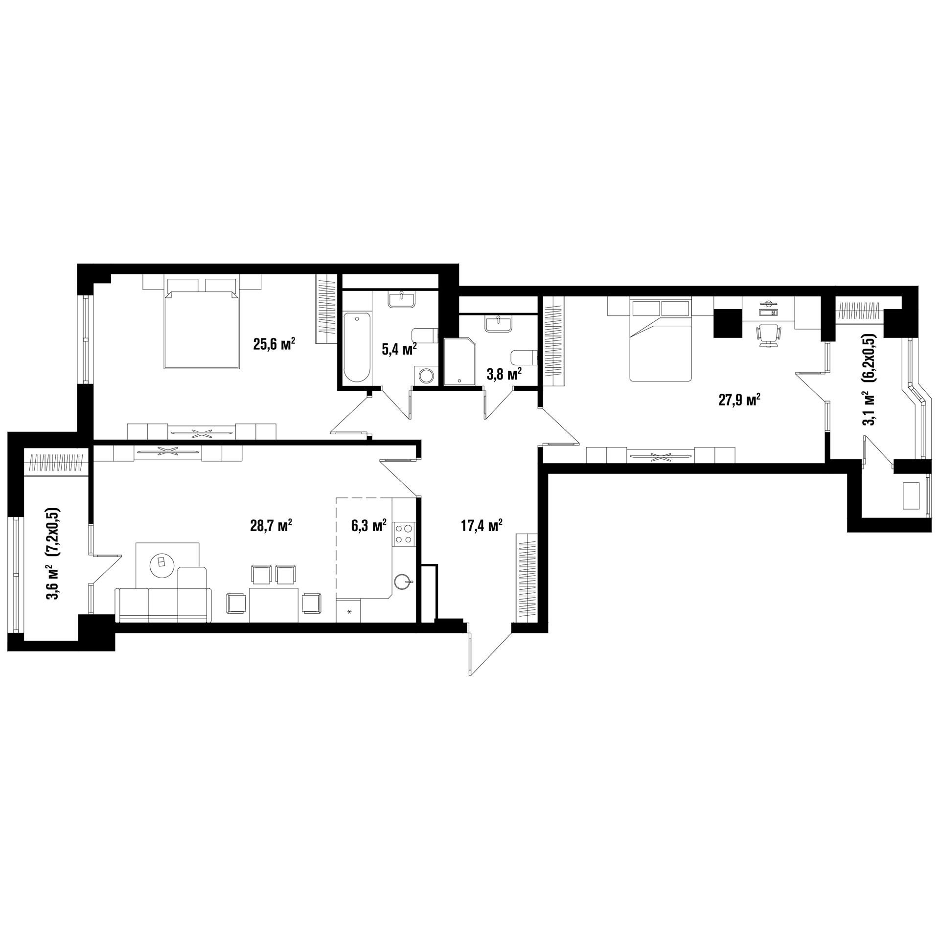 Фото №9: 3-комнатная квартира 122 м² - Краснодар, ЖК Девелопмент Плаза, Завод Измерительных Приборов, Прикубанский внутригородской округ, мкр. жилой комплекс Девелопмент Плаза, ул. имени 40-летия Победы, 33Г