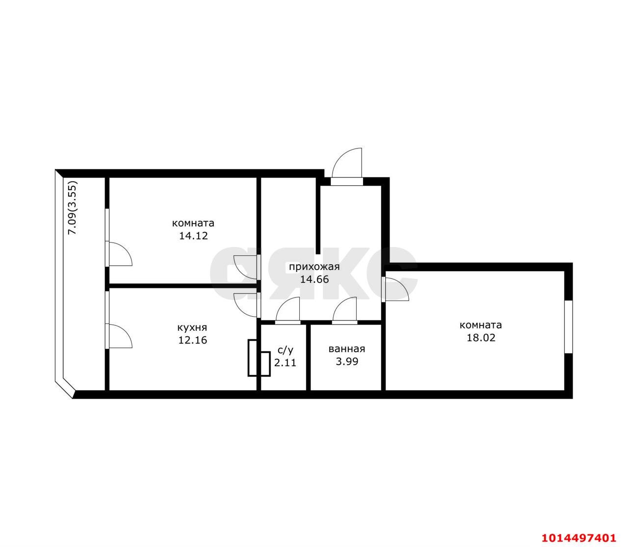 Фото №4: 2-комнатная квартира 68 м² - Краснодар, 7-й квартал, ул. Боспорская, 14