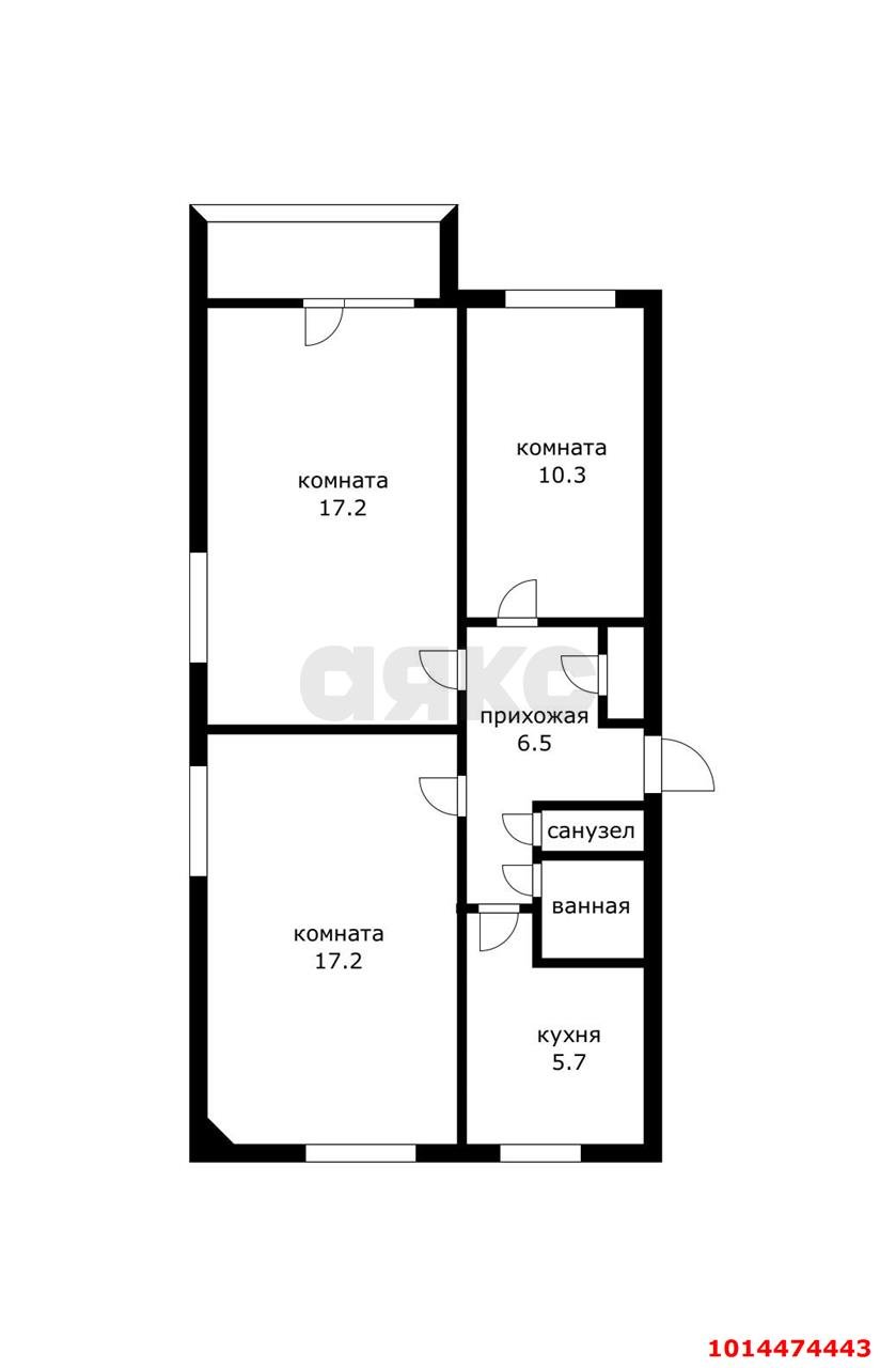 Фото №11: 3-комнатная квартира 61 м² - Краснодар, Отделение № 1 совхоза Солнечный, 45