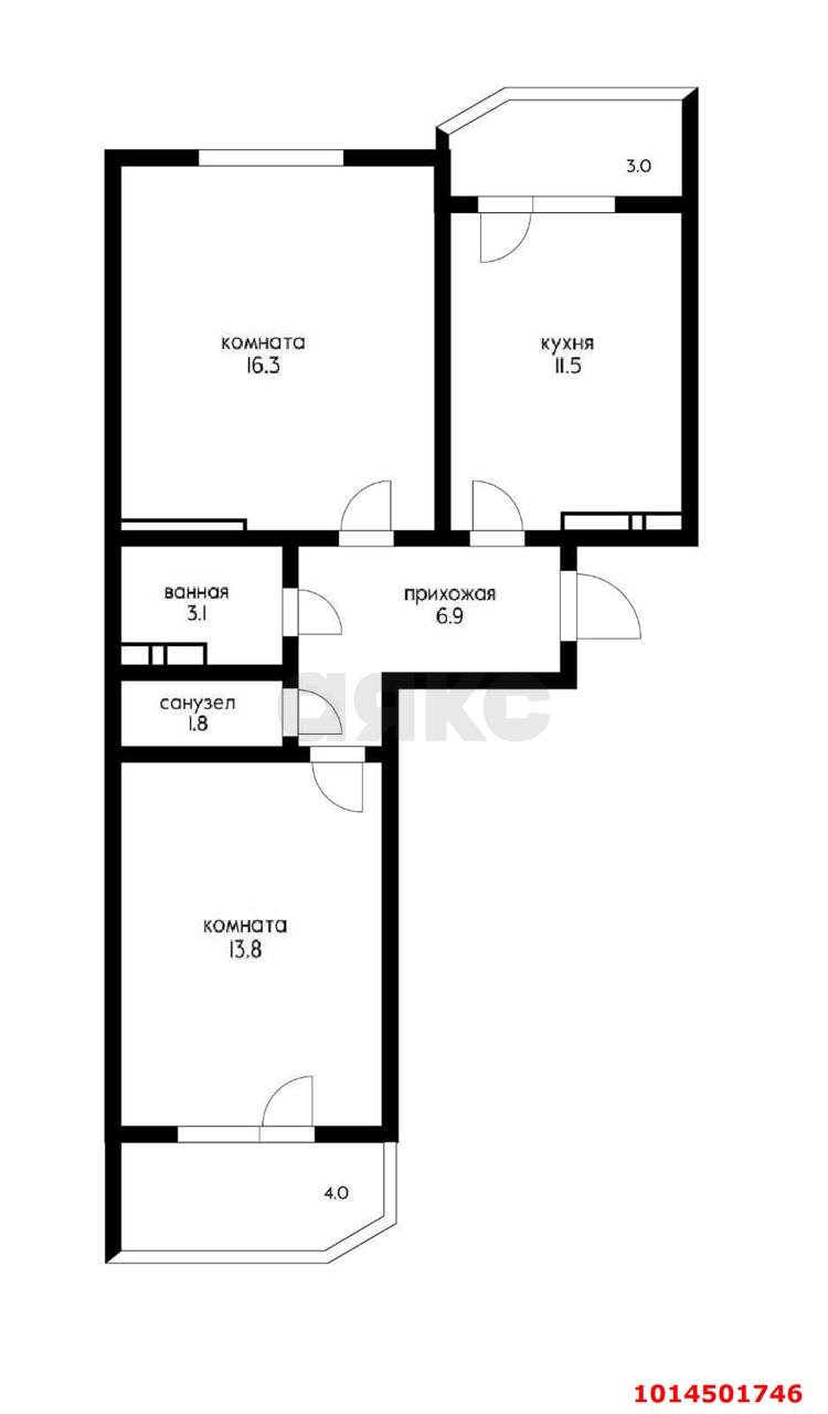 Фото №12: 2-комнатная квартира 58 м² - Краснодар, Достояние, ул. Григория Булгакова, 13к1