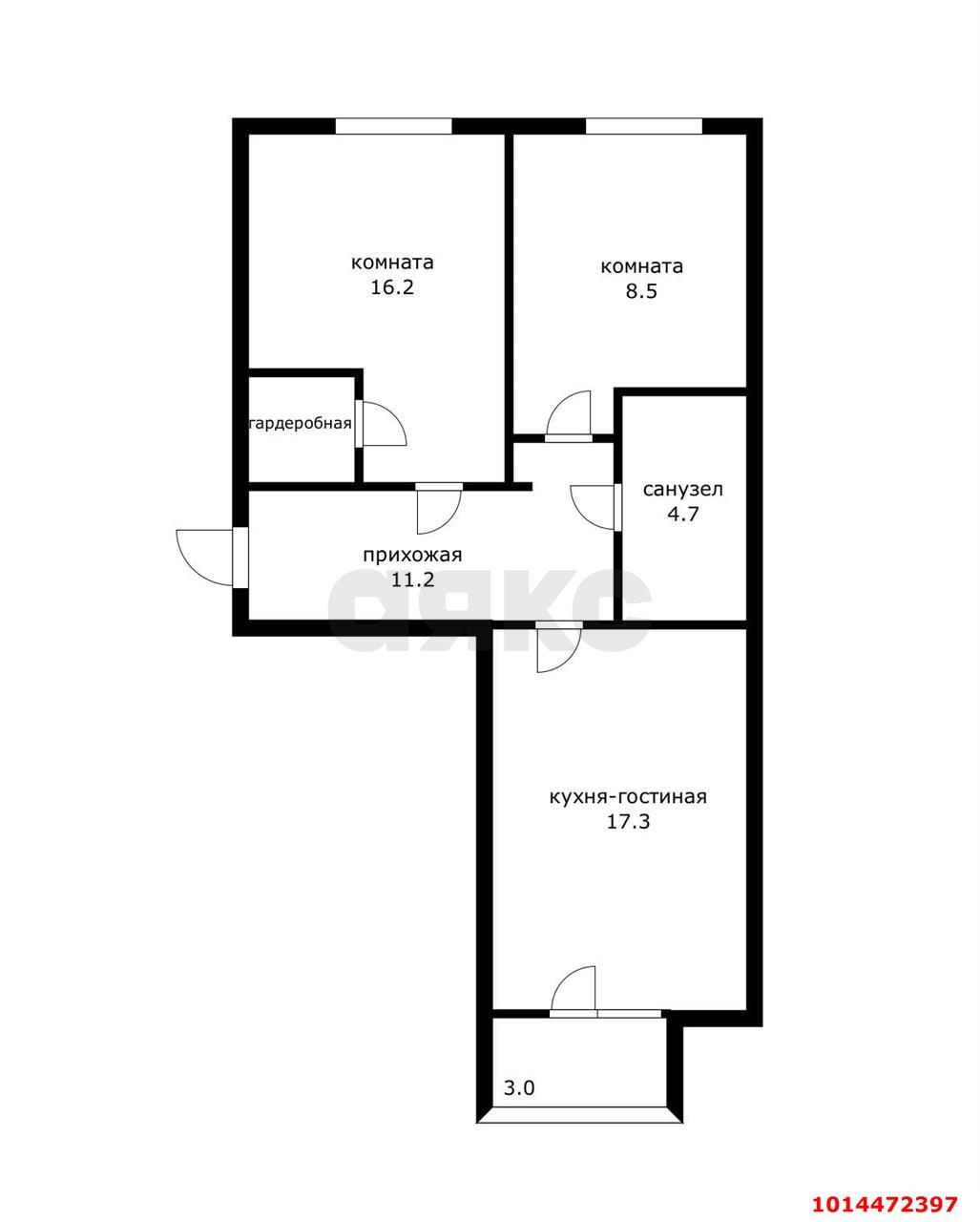 Фото №20: 3-комнатная квартира 60 м² - Краснодар, Центральный, ул. Чапаева, 85