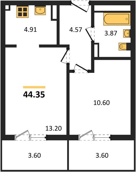 Фото №1: 1-комнатная квартира 44 м² - Краснодар, Прикубанский внутригородской округ, мкр. жилой комплекс Югге