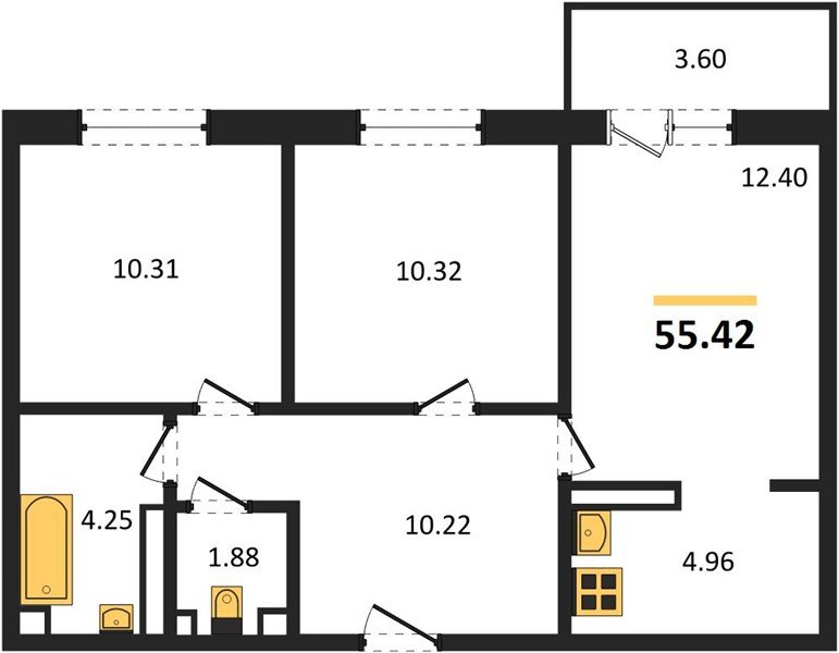 Фото №1: 2-комнатная квартира 57 м² - Краснодар, Прикубанский внутригородской округ, мкр. жилой комплекс Югге